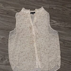 Pleione Floral Sleeveless Blouse - Cream and Brown Size M